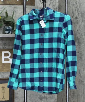 NWT Lands' End Fit Long Sleeve Shirt 519651 XS Green / Blue Buffalo Check thumbnail 1