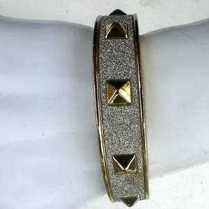Silver and gold tone sparkly bangle hinged bracelet thumbnail 1