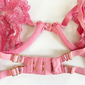 Victoria's Secret Womens Pink Floral‎ Embroidered Strappy Very Sexy Demi Bra 34B thumbnail 5