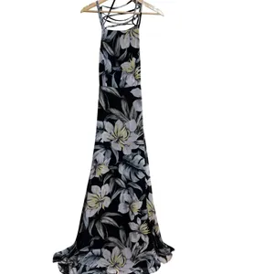 Lulus‎ love abloom Black Floral Print Maxi Dress Spaghetti Strap Lace Up Back M thumbnail 3
