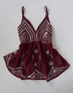 Sequin babydoll top Red thumbnail 1