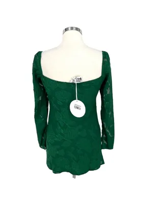 Princess Polly Star Power Green Floral Burnout Long Sleeve Mini Dress Size 2 NWT thumbnail 7