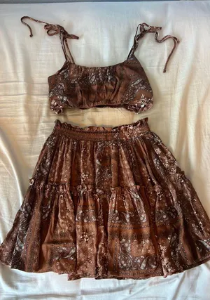 Nectar Clothing Brown Two-Piece Skirt Set thumbnail 1