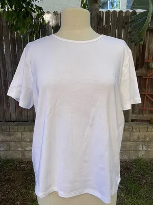 NWT Lauren Ralph Lauren White Crewneck women’s Tshirt 100% cotton Classic Basic thumbnail 1
