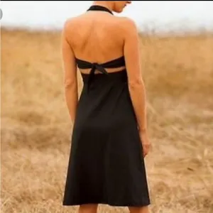Dress XL Patagonia active halter knee length open tie back black stretch thumbnail 2