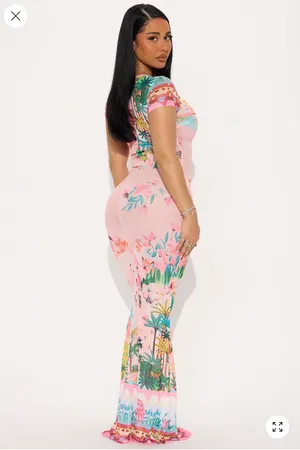 Pink Print Maxi Dress thumbnail 2