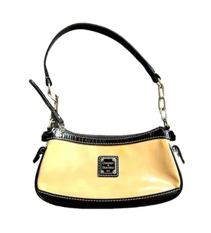 Dooney & Bourke Cream Brown Trim Small Patent Purse J6423747 thumbnail 1