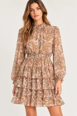 Halogen Floral Paisley High Neck Mini Dress Size Medium thumbnail 1
