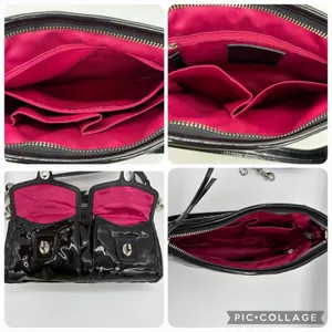 Vtg Y2K Coach Poppy Purse Liquid Gloss Turn Lock Black Quilted Pink Lining 18678 thumbnail 7