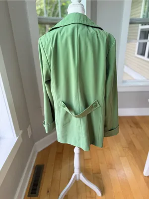 Croft & Barrow Light Green Short Trench Coat Size XL thumbnail 3
