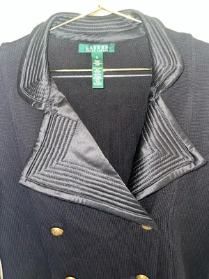 Lauren Ralph Lauren Black Military Knit Jacket Gold Crest Buttons Small‎ thumbnail 4
