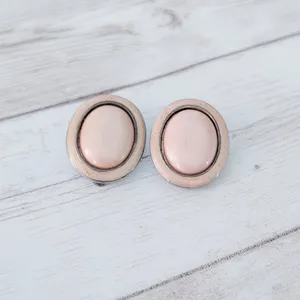 Vintage Clip On Earrings Dusky Pinkish Tone Oval thumbnail 2