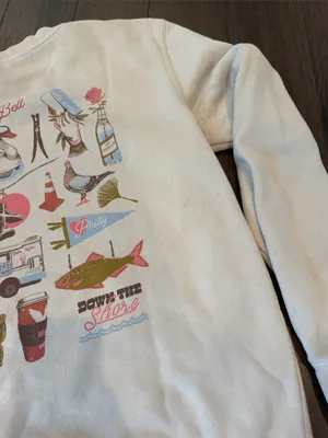 The Bunk House Cream Crewneck Sweatshirt “Down the Shore” - Medium - C4-113 thumbnail 8