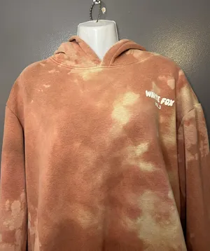 White Fox Hoodie Womens Medium Pink Tie Dye Fleece Pullover Graphic Sweatshirt thumbnail 1