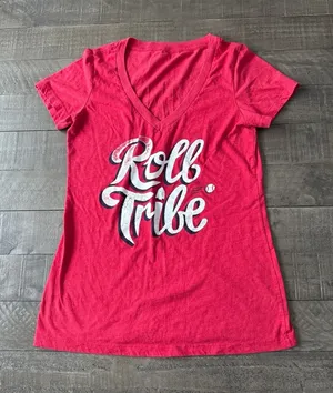 "Roll Tribe"‎ Women's Red Short Sleeve Tee Size Large thumbnail 1