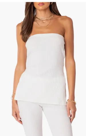 Edikted Dekota Slit Rib Top White thumbnail 1