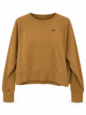 Nike Dri-FIT Open Back Cropped Sweatshirt Women M Brown Gold thumbnail 1