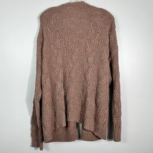 Carole Christian Tan Brown Open Knit Open Front Relaxed Fit Cardigan Minimal XL thumbnail 5