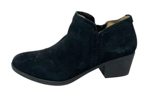 Naturalizer Zarie Women's Black Suede Almond Toe Block Heels Ankle Boots Sz 8.5 thumbnail 1