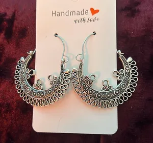 Handmade Silver Bohemian Earrings Hoops New thumbnail 2
