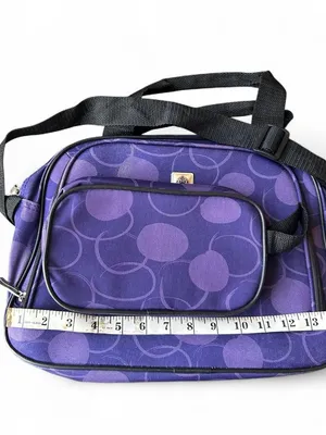 Purple polka dot carry on luggage bag with small accessory bag thumbnail 3