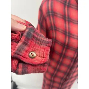 Free People FP One Grunge Mini Dress Long Sleeve Plaid Button Front Size L thumbnail 12