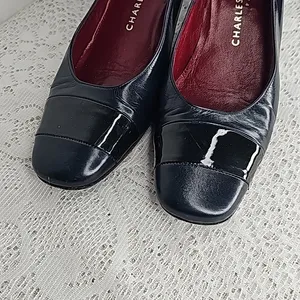 Charles Jourdan Paris VINTAGE blue leather slip on heels pumps sz 7.5 thumbnail 3