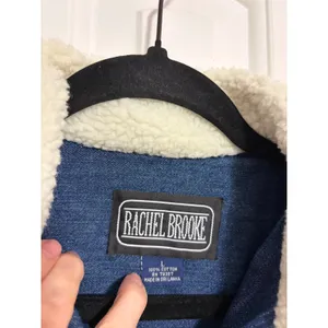 Rachel‎ Brooke Denim Jacket Sherpa Trim Blue Chore Coat Large Vintage Aesthetic thumbnail 4