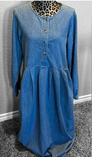 Women’s Vintage Lands' End long-sleeve denim maxi prairie dress thumbnail 1
