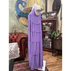 Zenana Purple Tiered Boho Maxi Dress with Pockets Small thumbnail 4