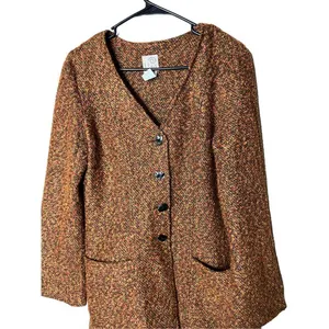 Vintage F.L Malik Tweed Long Line‎ Coat Size M thumbnail 2