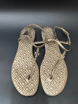 TORY BURCH Marion Quilted Gold Metallic Leather T-Strap Thong Sandals US Size 9M thumbnail 5