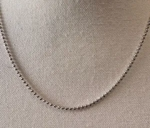Sterling Silver Moon Cut Bead 2MM Necklace 18” thumbnail 1