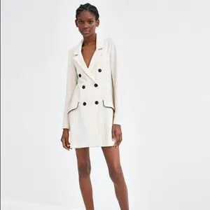Cream Double Breasted Blazer or Mini Dress XS NEW thumbnail 4