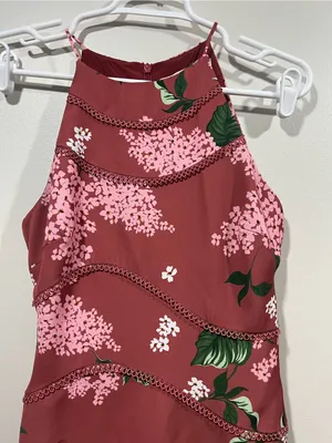 KEEPSAKE the Label Maroon Floral Halter Midi Dress Size XS thumbnail 2