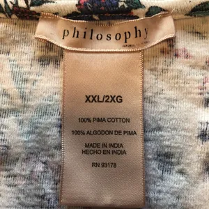 Philosophy Spring or summer airy floral V neck cotton Tee thumbnail 5