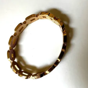 Gold tone link hinged bracelet thumbnail 5