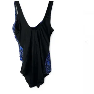 Studio Works Black blue Pleated Front Built-in Bra 1 Pcs Swimsuit SZ 16W thumbnail 3