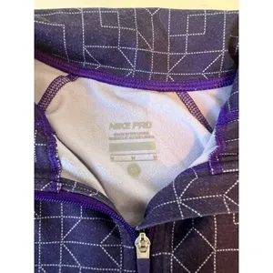 Nike Pro Hyperwarm Dri-FIT‎ Womans M Half Zip Pullover Purple Geometric thumbnail 2