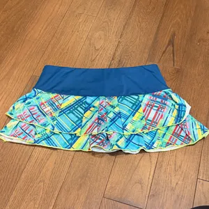Lucky in Love Blue Pleated Tennis Skirt with Multicolor Geometric Print Size XL thumbnail 6