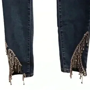 Akira Women's High Rise‎ Skinny Jeans Sparkle Rhinestone Blue Size 9 thumbnail 7