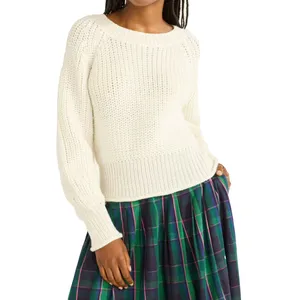 Free Assembly Womens Sweater Size S Cream 100 Shaker Knit Raglan Sleeve Pullover thumbnail 2