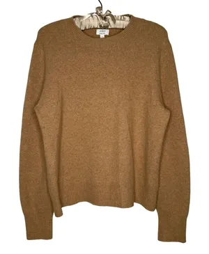 J Crew Sweater Womens L Tan Extra Soft Wool Blend Crewneck Classic Minimalist thumbnail 1