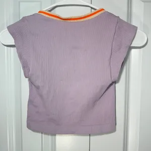 Out From Under Go For Gold Seamless Ribbed Crop Top XS/S Purple Split Neck thumbnail 3