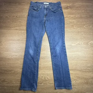 Levi's 505 Straight Leg Jeans Women's 8 Medium Blue Mid Rise Stretch Denim EUC thumbnail 2