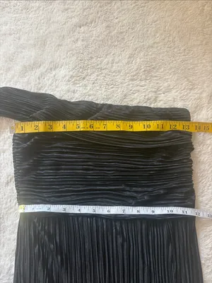 Lulus Lulus Poised Performance Black Plisse One-Shoulder Maxi Dress Size Small thumbnail 7