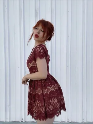 Alya Burgundy Lace Dress XS Womens V Neck Short Sleeve Cocktail Skater Mini thumbnail 2
