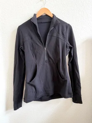 Lululemon Quarter Zip Women's Black Pullover Sweater Size 10 thumbnail 1