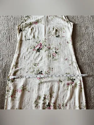 Dress Barn Vintage Sleeveless Cream Floral jacquard Midi Dress with Pink Roses thumbnail 9