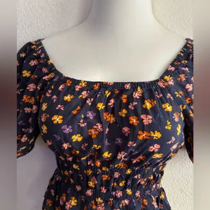Madewell Puff-Sleeve Square Neck Smocked-Waist in Aloha Floral Crop Top S thumbnail 6